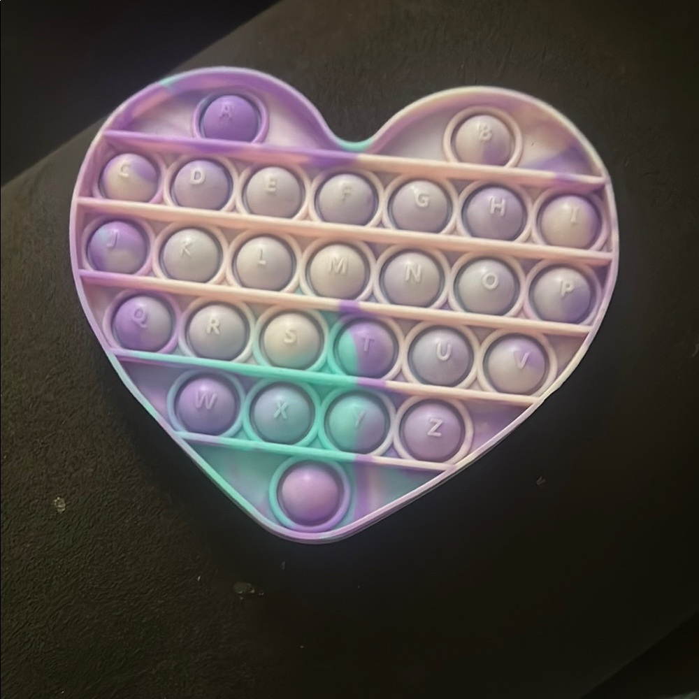 Heart-Shaped Alphabet Pop It Fidget Toy - Purple and Green
